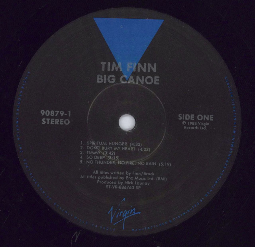 Tim Finn Big Canoe US vinyl LP album (LP record) TFNLPBI829702