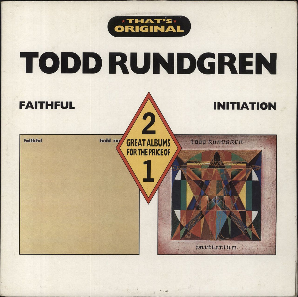 Todd Rundgren Faithfull/Initiation - VG Sleeve UK 2-LP vinyl record set (Double LP Album) TFOLP16