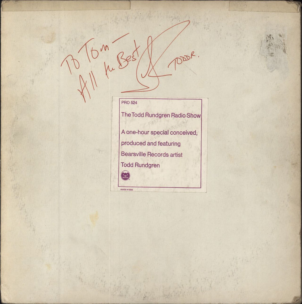 Todd Rundgren The Todd Rundgren Radio Show - Autographed US Promo vinyl LP album (LP record) PRO524