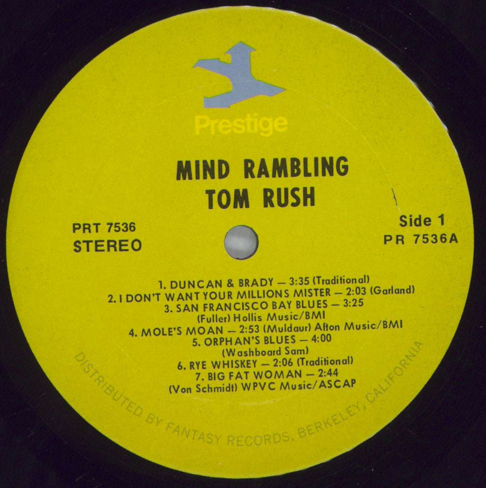 Tom Rush Mind Rambling US vinyl LP album (LP record) T-RLPMI822757