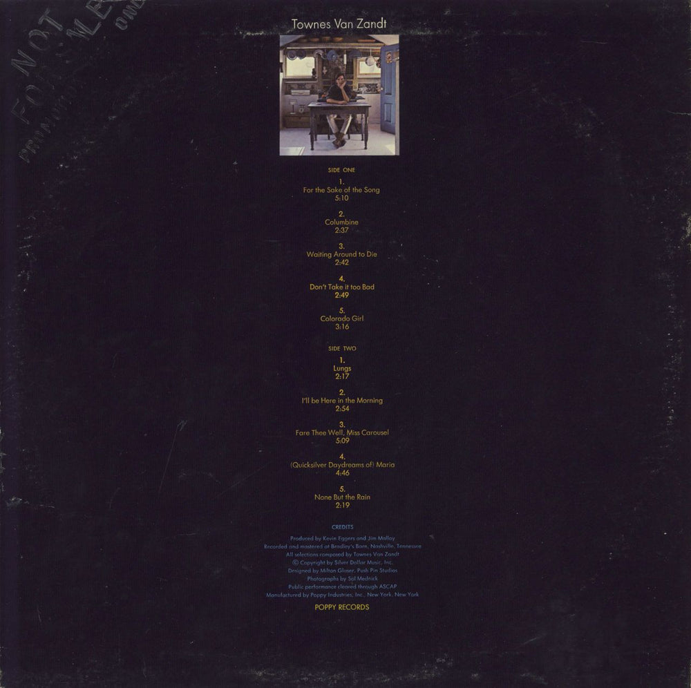 Townes Van Zandt Townes Van Zandt - 1st - Promo Stamped Sleeve US Promo vinyl LP album (LP record)