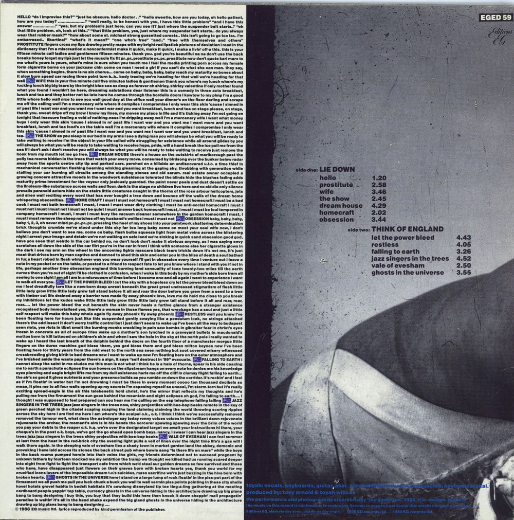 Toyah Prostitute UK vinyl LP album (LP record) 5012985405911