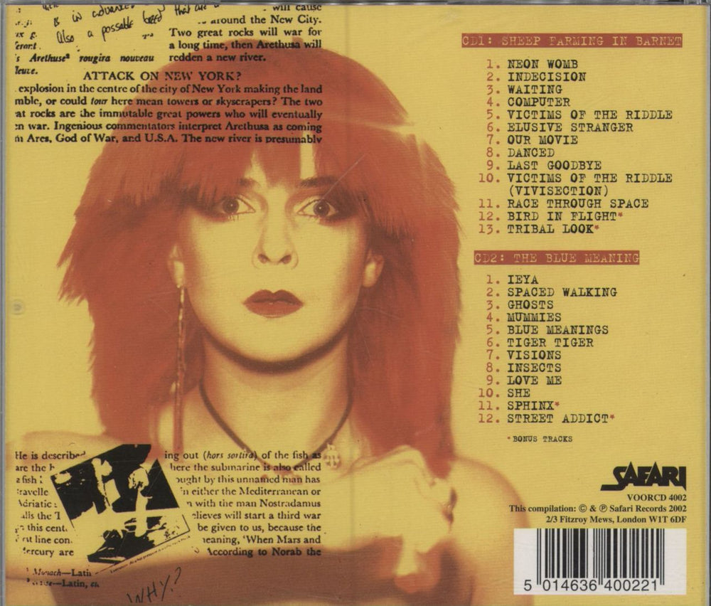 Toyah Sheep Farming In Barnet/The Blue Meaning UK 2 CD album set (Double CD) 5014636400221