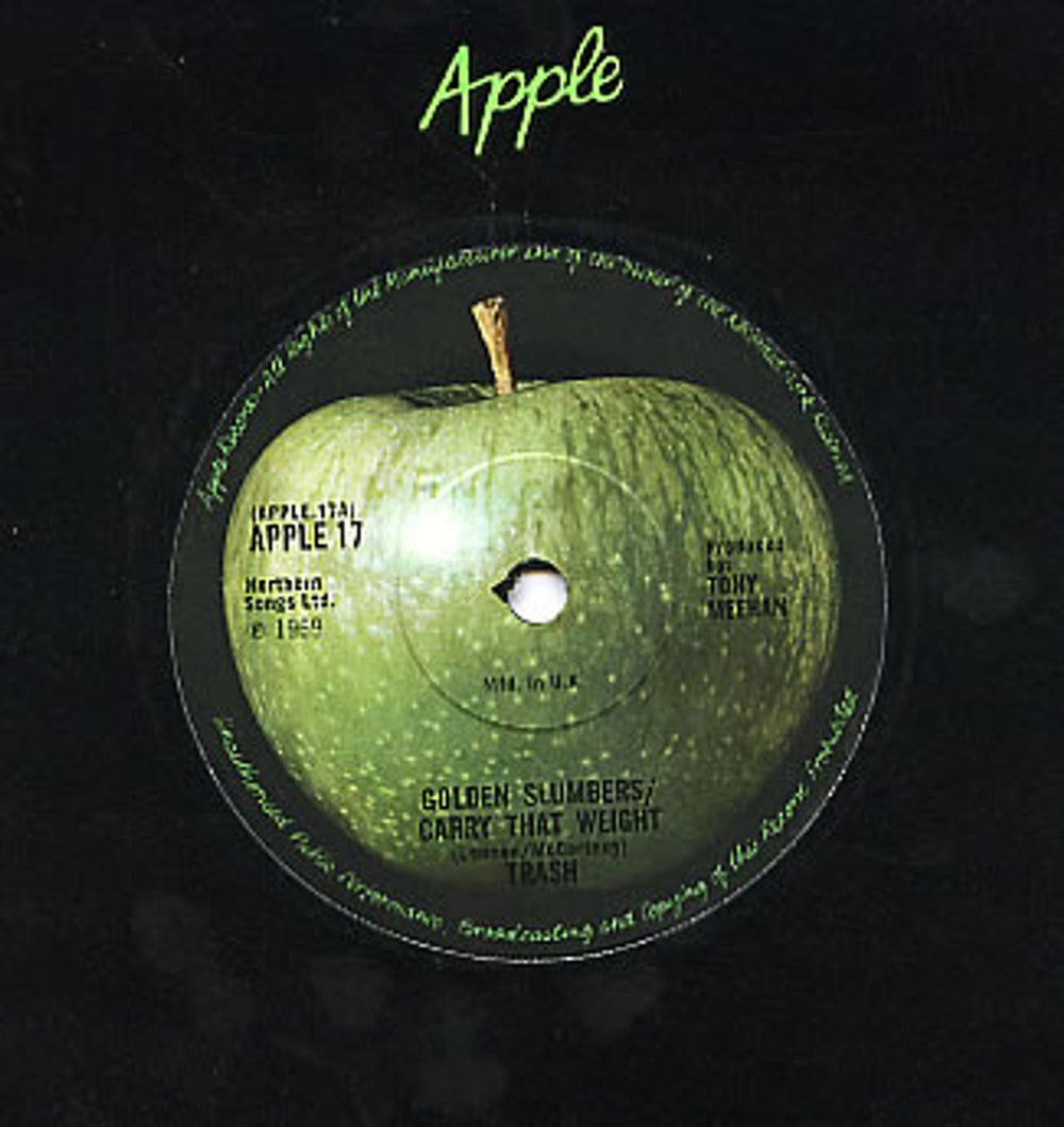 Trash (70s) Golden Slumbers / Carry That Weight - Solid Centre UK 7" vinyl single (7 inch record / 45) APPLE17