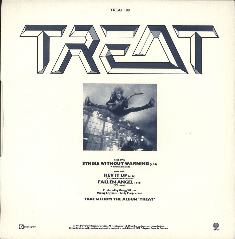 Treat Strike Without Warning UK Promo 12" vinyl single (12 inch record / Maxi-single)