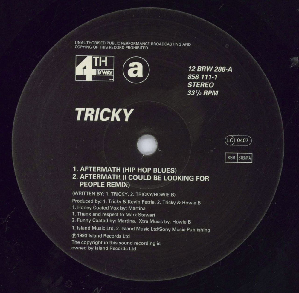 Tricky Aftermath UK 12" vinyl single (12 inch record / Maxi-single) TRK12AF830777