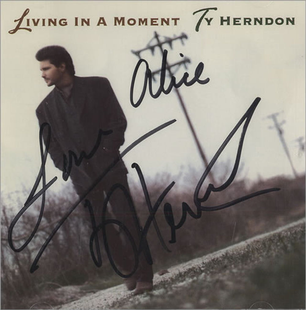 Ty Herndon Living In A Moment - Autographed US CD album (CDLP) EK67564