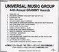 U2 44th Annual Grammy Awards Japanese Promo CD-R acetate CD-R