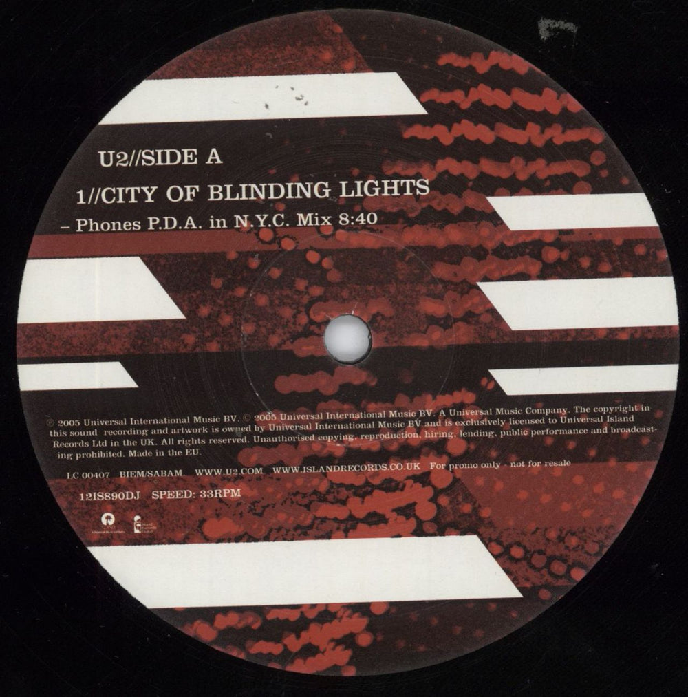 U2 City Of Blinding Lights UK Promo 12" vinyl single (12 inch record / Maxi-single) U-212CI331172