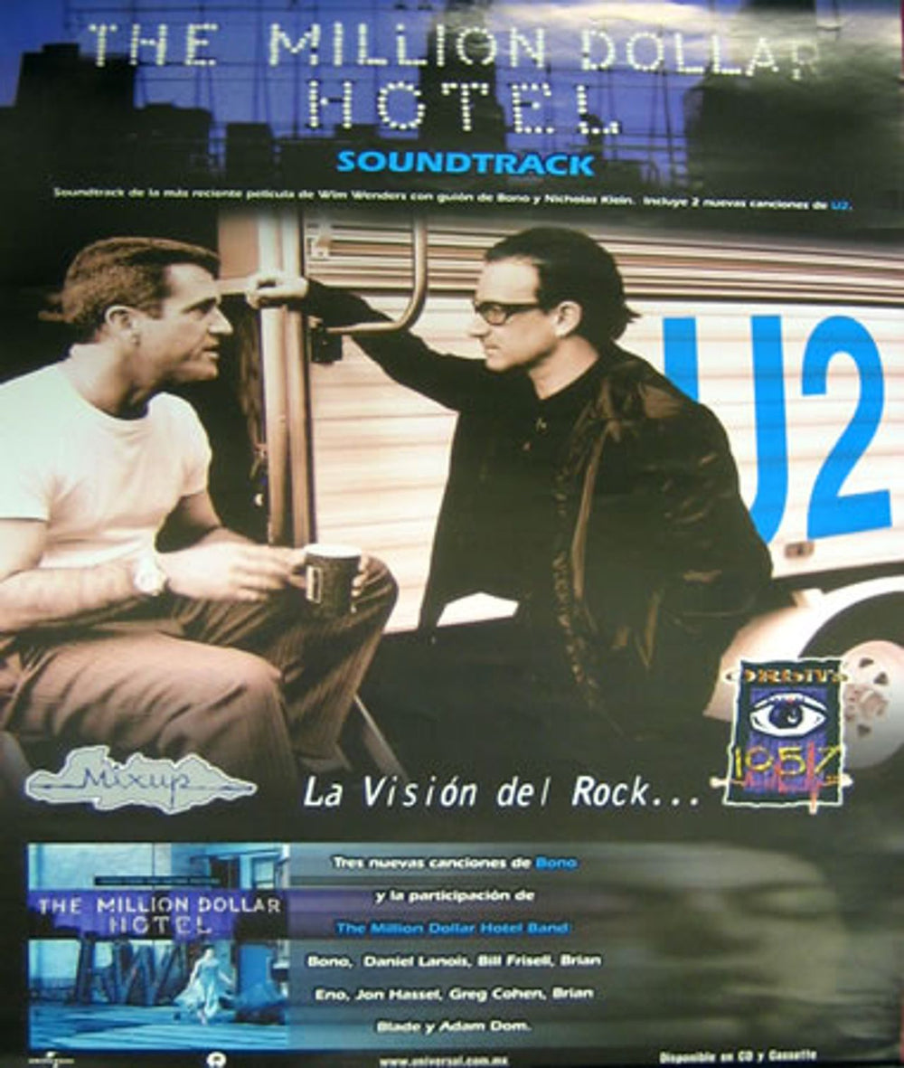 U2 The Million Dollar Hotel Mexican Promo poster PROMO POSTER