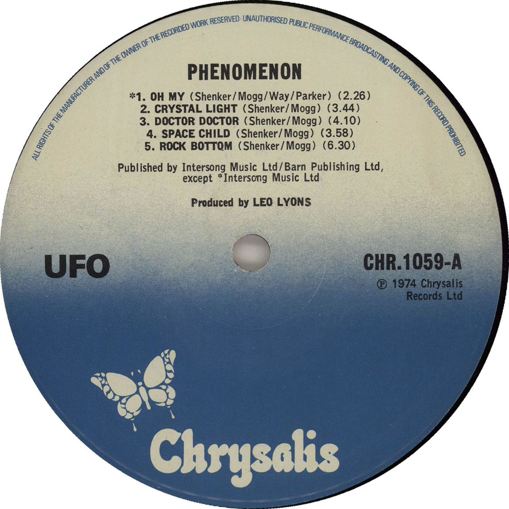 UFO Phenomenon - Blue Label UK vinyl LP album (LP record) UFOLPPH567717