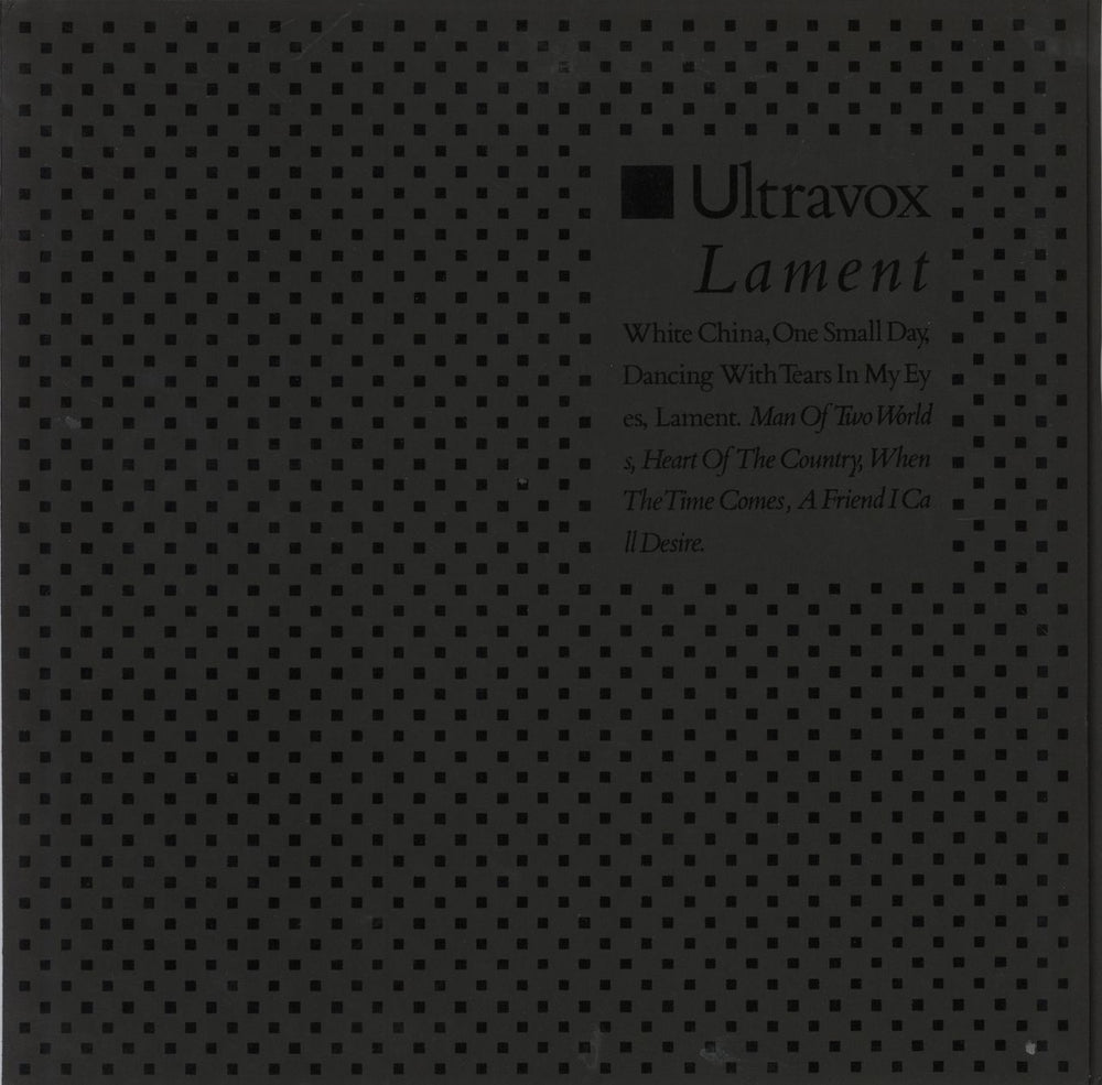 Ultravox Lament - white label + 1st Proof Sleeve UK vinyl LP album (LP record) CDL1459