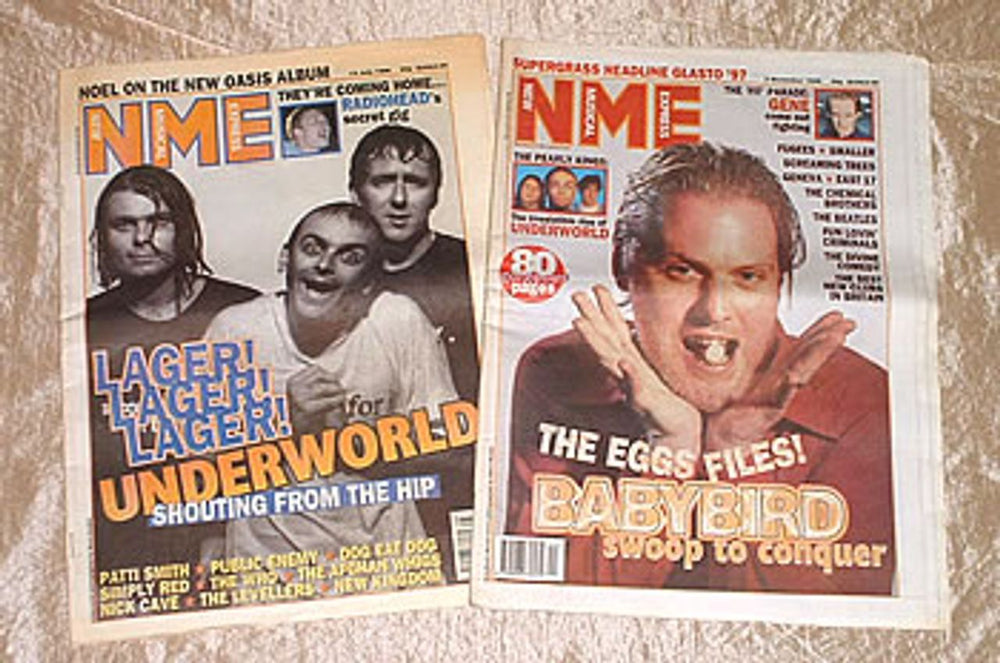 Underworld NME - Set of 2 magazines UK magazine 13 JULY/2 NOVEMBER 1996