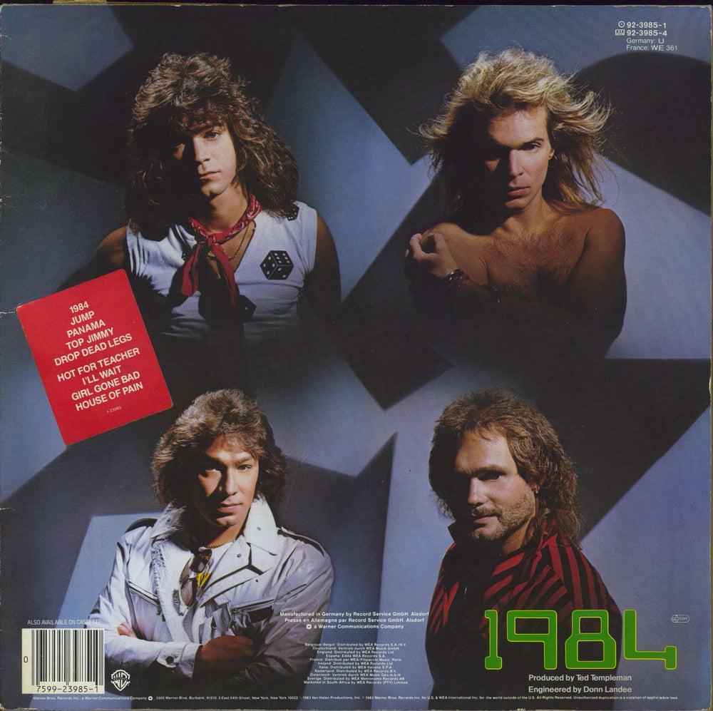 Van Halen MCMLXXXIV - Three Stickers German vinyl LP album (LP record) 075992398510