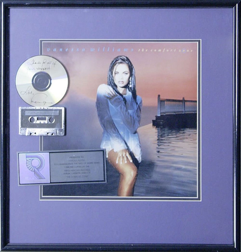 Vanessa Williams The Comfort Zone US award disc PLATINUM AWARD