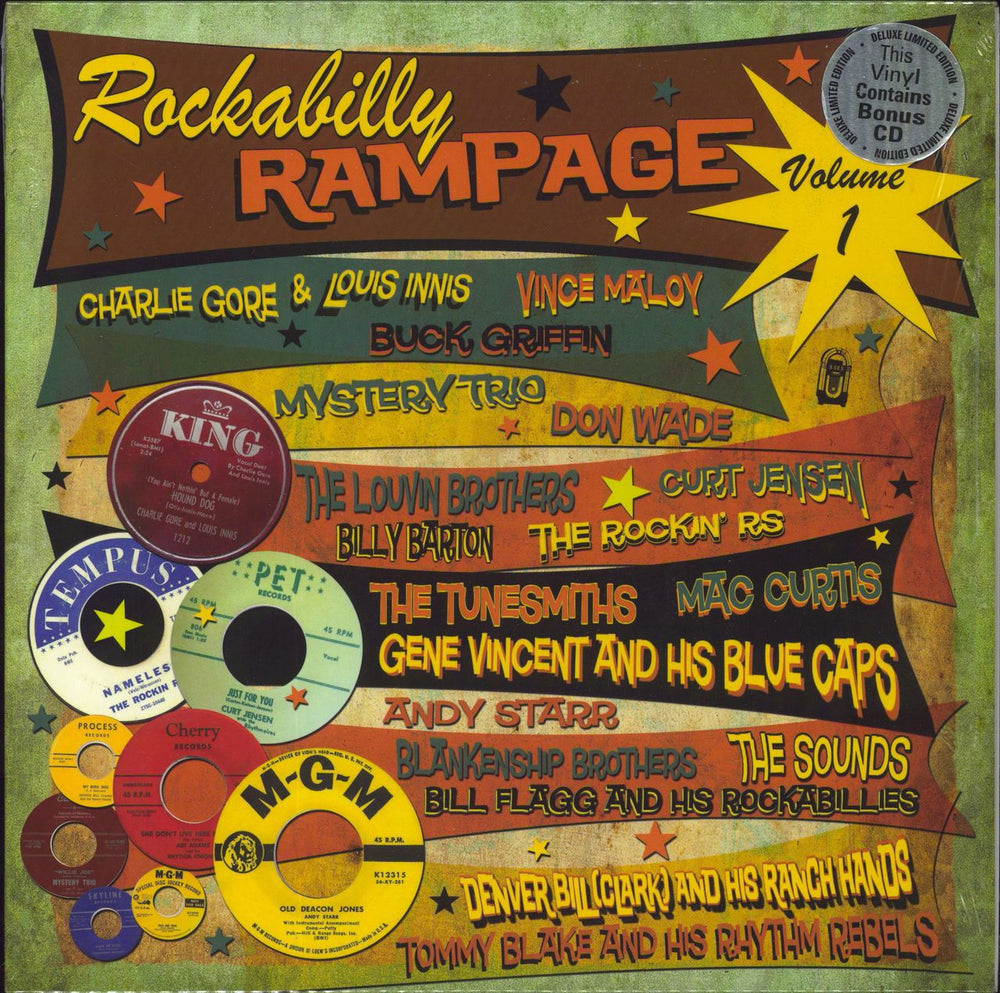 Various-50s/Rock & Roll/Rockabilly Rockabilly Rampage Volume 1 - Red Vinyl + Bonus CD UK vinyl LP album (LP record) VIPVOP001