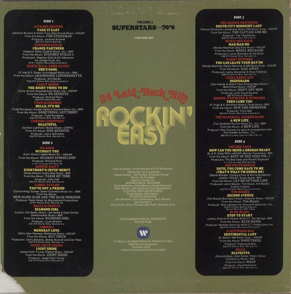 Various-60s & 70s Rockin' Easy - 24 Laid-Back Hits US 2-LP vinyl record set (Double LP Album)