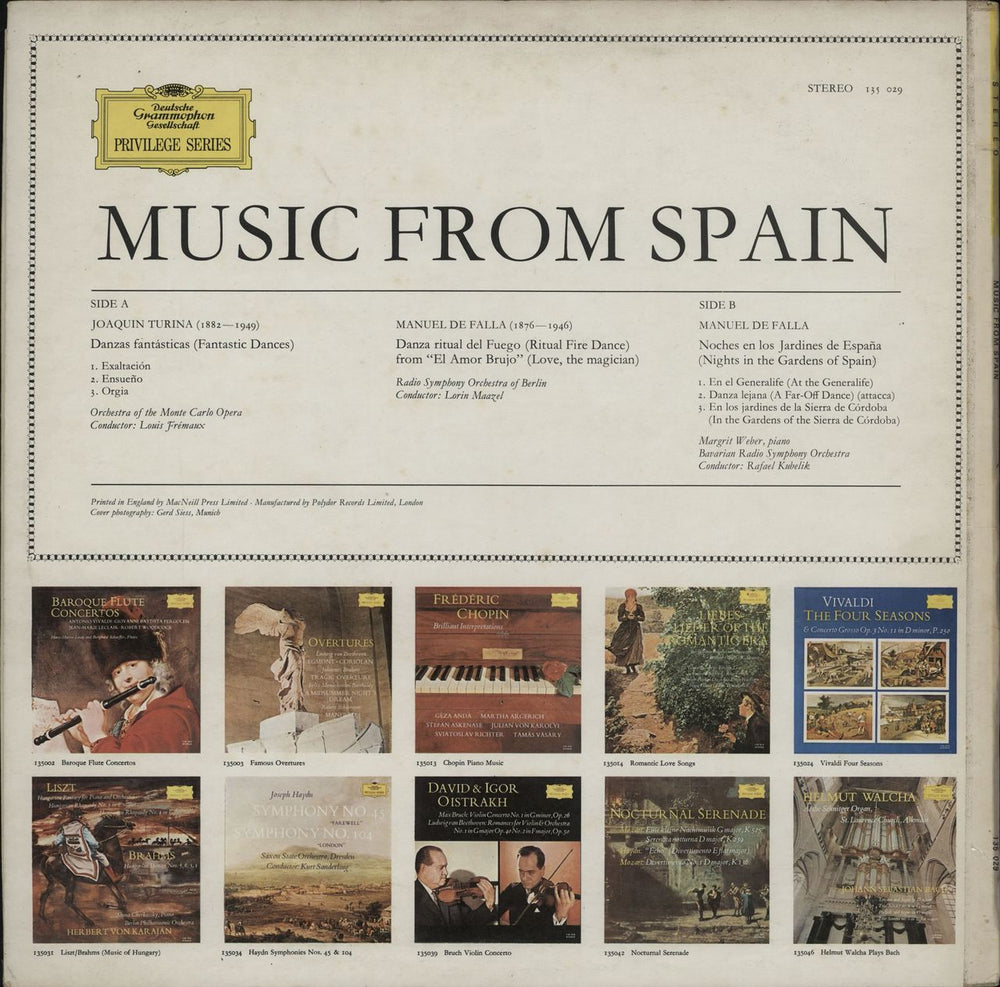 Various-Classical & Orchestral Music From Spain UK vinyl LP album (LP record)