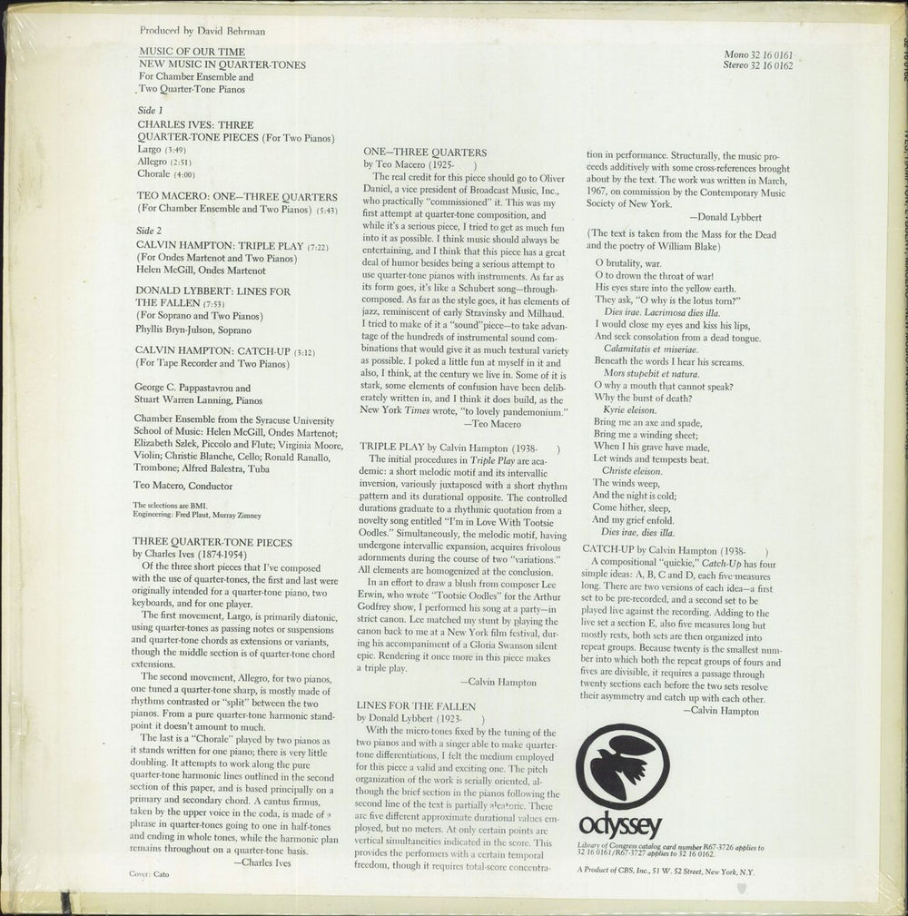 Various-Classical & Orchestral New Music In Quarter-Tones US vinyl LP album (LP record)