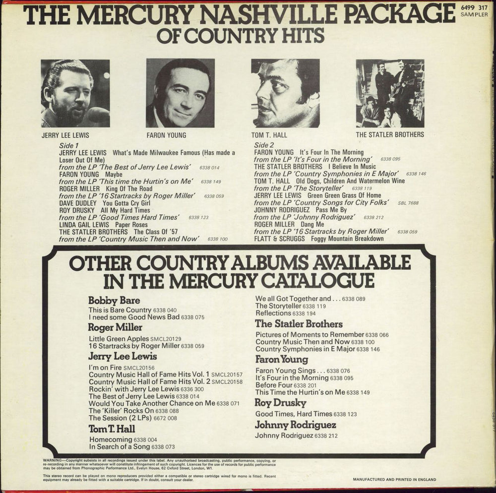 Various-Country The Mercury Nashville Package Of Country Hits UK vinyl LP album (LP record)