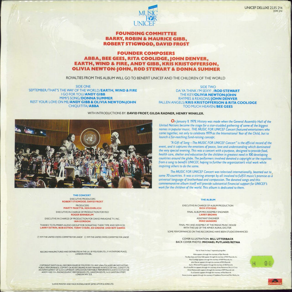 Various-Pop The Music For Unicef Concert / A Gift Of Song - Shrink + Hype Sticker UK vinyl LP album (LP record)
