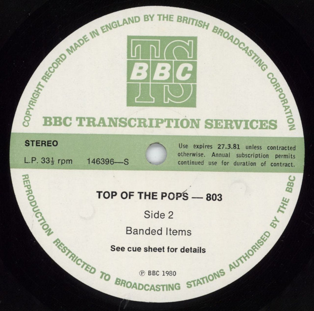 Various-Pop Top Of The Pops 803 UK Promo vinyl LP album (LP record)