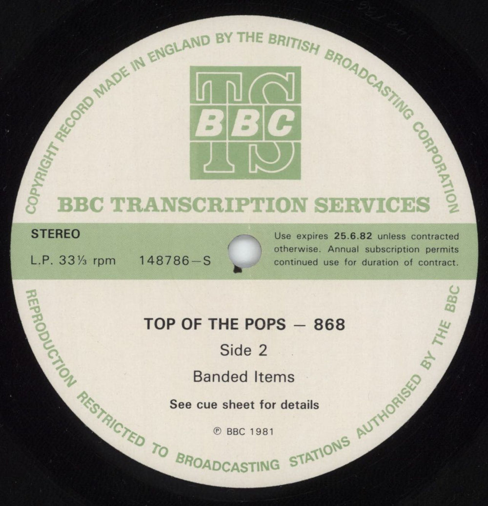 Various-Pop Top Of The Pops 868 UK Promo vinyl LP album (LP record)