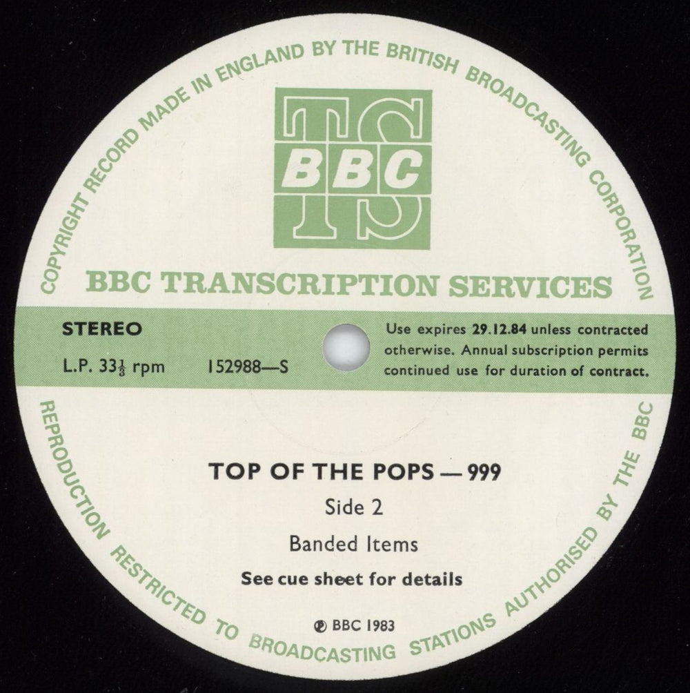 Various-Pop Top Of The Pops 999 UK Promo vinyl LP album (LP record)