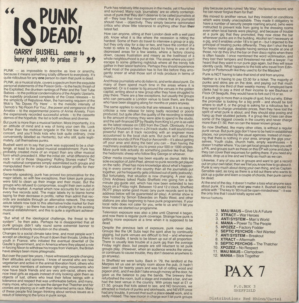 Various-Punk & New Wave Punk Dead - Nah Mate, The Smell Is Jus Summink In Yer Underpants Innit UK vinyl LP album (LP record)