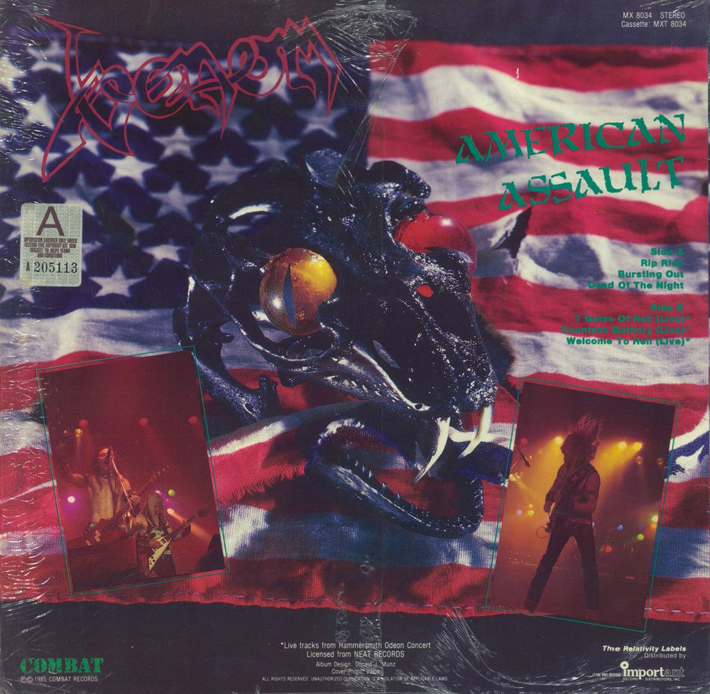 Venom American Assault UK vinyl LP album (LP record)