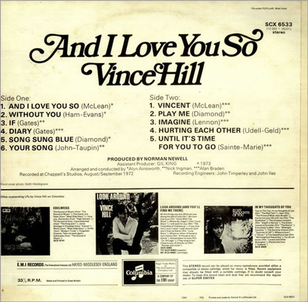 Vince Hill And I Love You So UK vinyl LP album (LP record) VH2LPAN450651