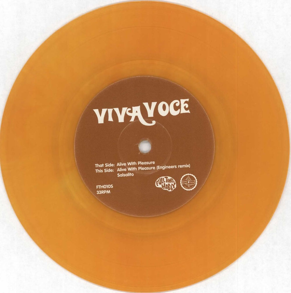 Viva Voce Alive With Pleasure - Orange Vinyl UK 7" vinyl single (7 inch record / 45) VAC07AL717588