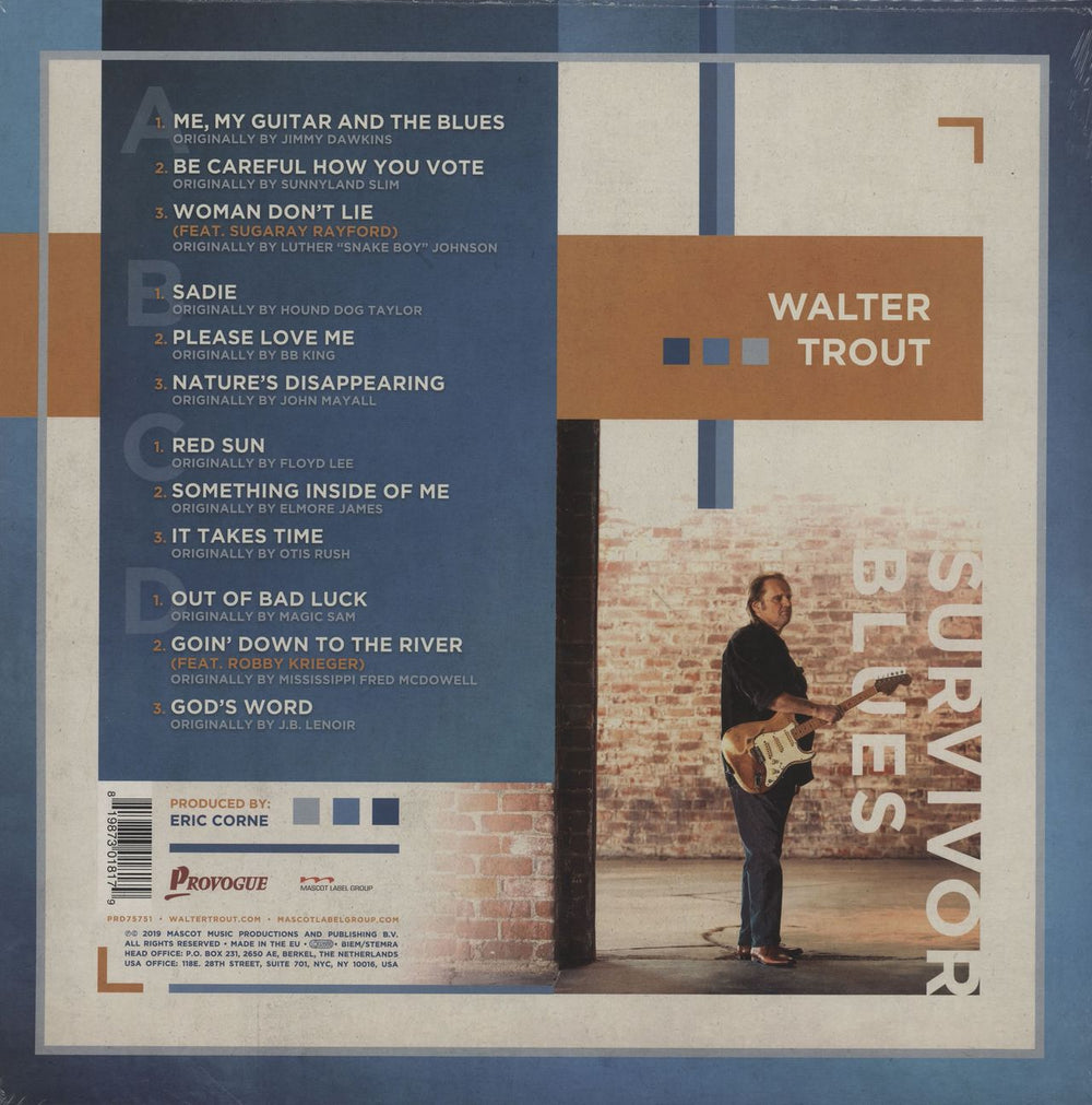 Walter Trout Band Survivor Blues - 180gm - Sealed Dutch 2-LP vinyl record set (Double LP Album) 819873018179