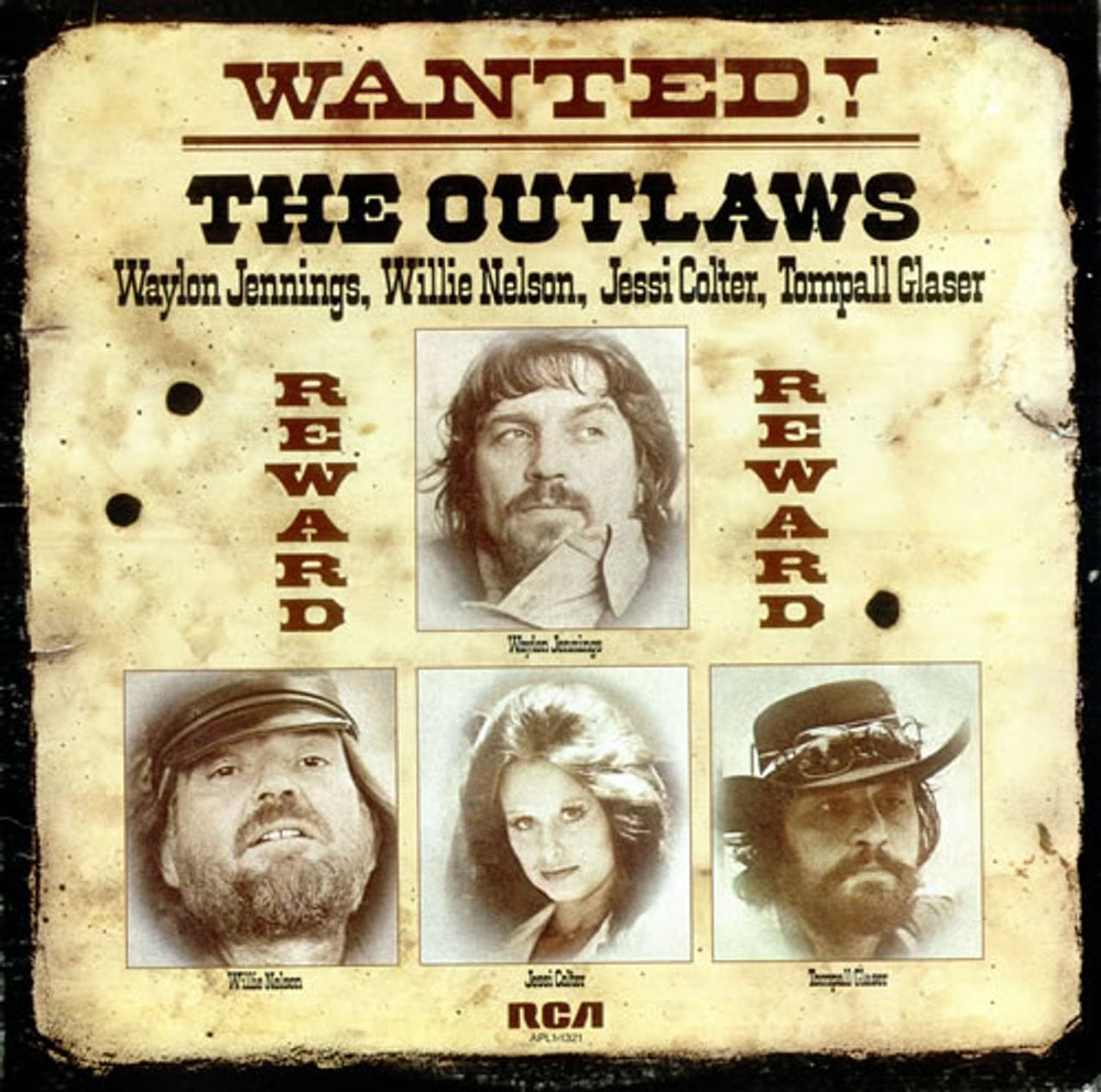 Waylon Jennings Wanted! The Outlaws US vinyl LP album (LP record) APL1-1321