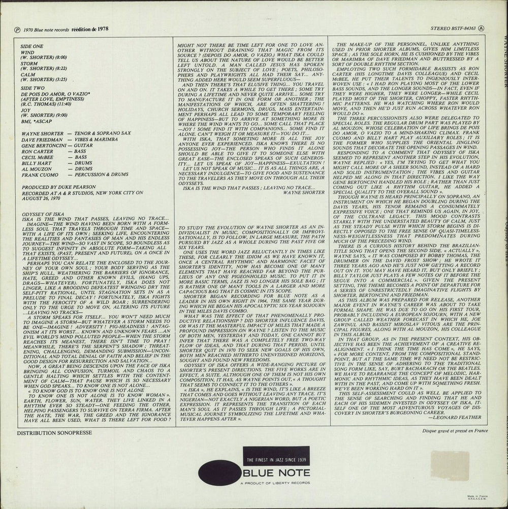 Wayne Shorter Odyssey Of Iska French vinyl LP album (LP record)