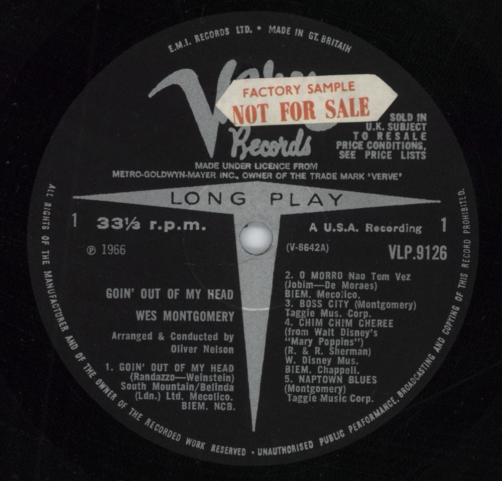 Wes Montgomery Goin' Out Of My Head - Factory Sample UK vinyl LP album (LP record) WMGLPGO790317