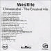 Westlife Unbreakable - The Greatest Hits UK Promo CD-R acetate CDR ACETATE