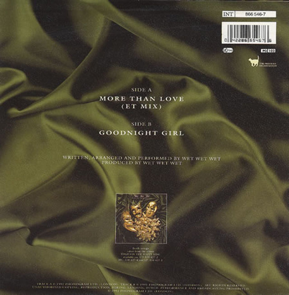 Wet Wet Wet More Than Love German 7" vinyl single (7 inch record / 45) WET07MO233852