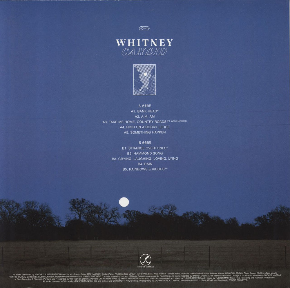 Whitney Candid - Blue Vinyl UK vinyl LP album (LP record)