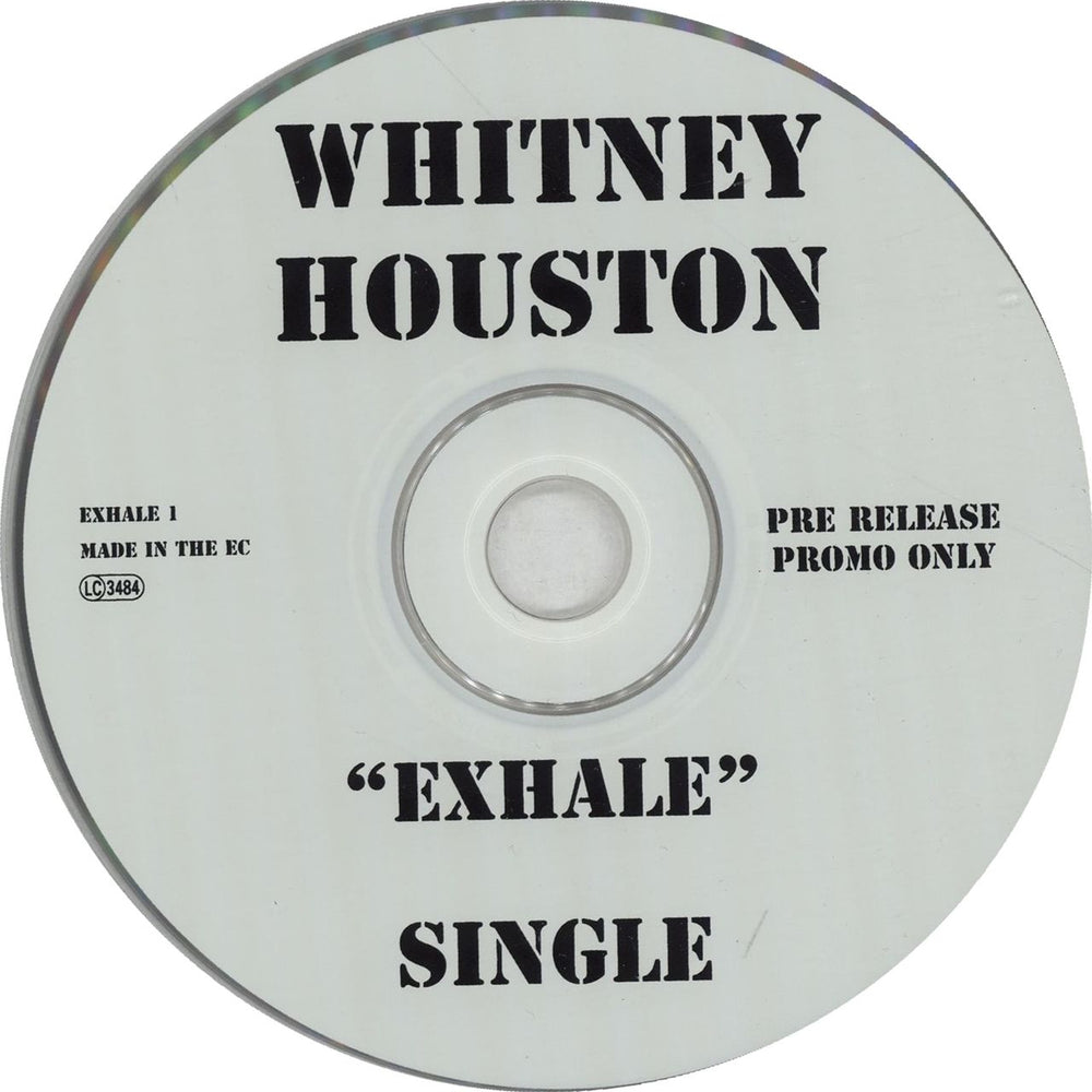 Whitney Houston Exhale UK Promo CD single (CD5 / 5") EXHALE1