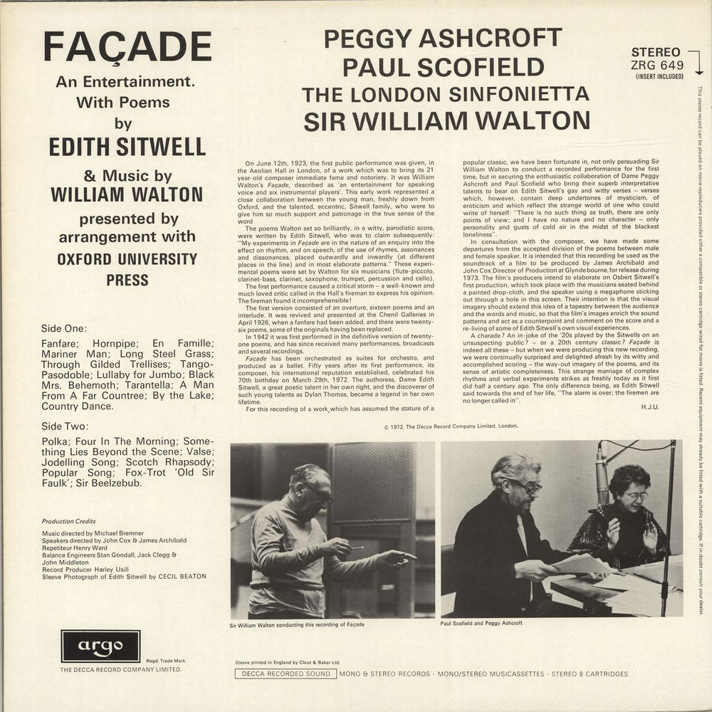 William Walton Façade UK vinyl LP album (LP record)