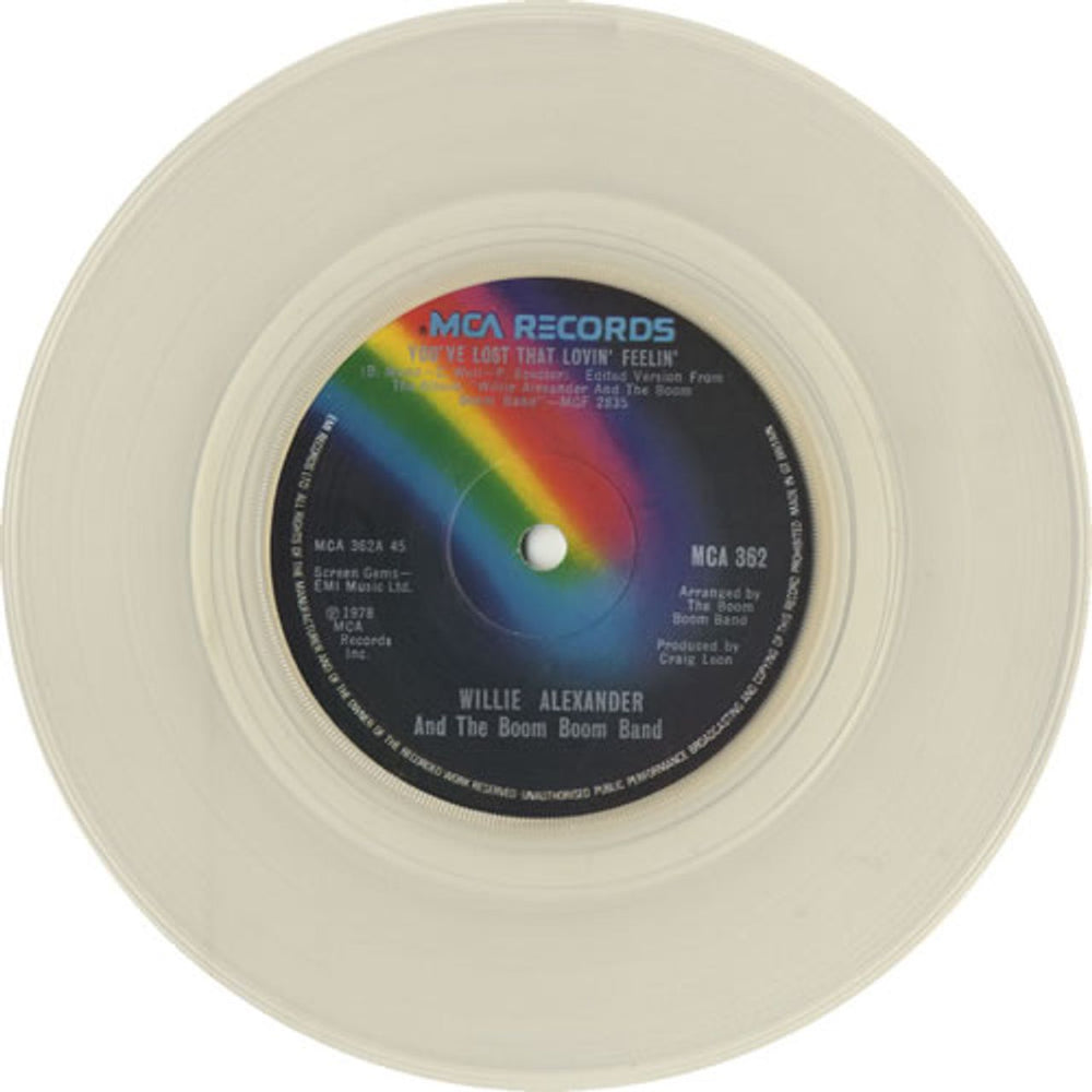 Willie Alexander You've Lost That Lovin' Feelin' - Clear Vinyl + Sleeve UK 7" vinyl single (7 inch record / 45) WJ207YO514510