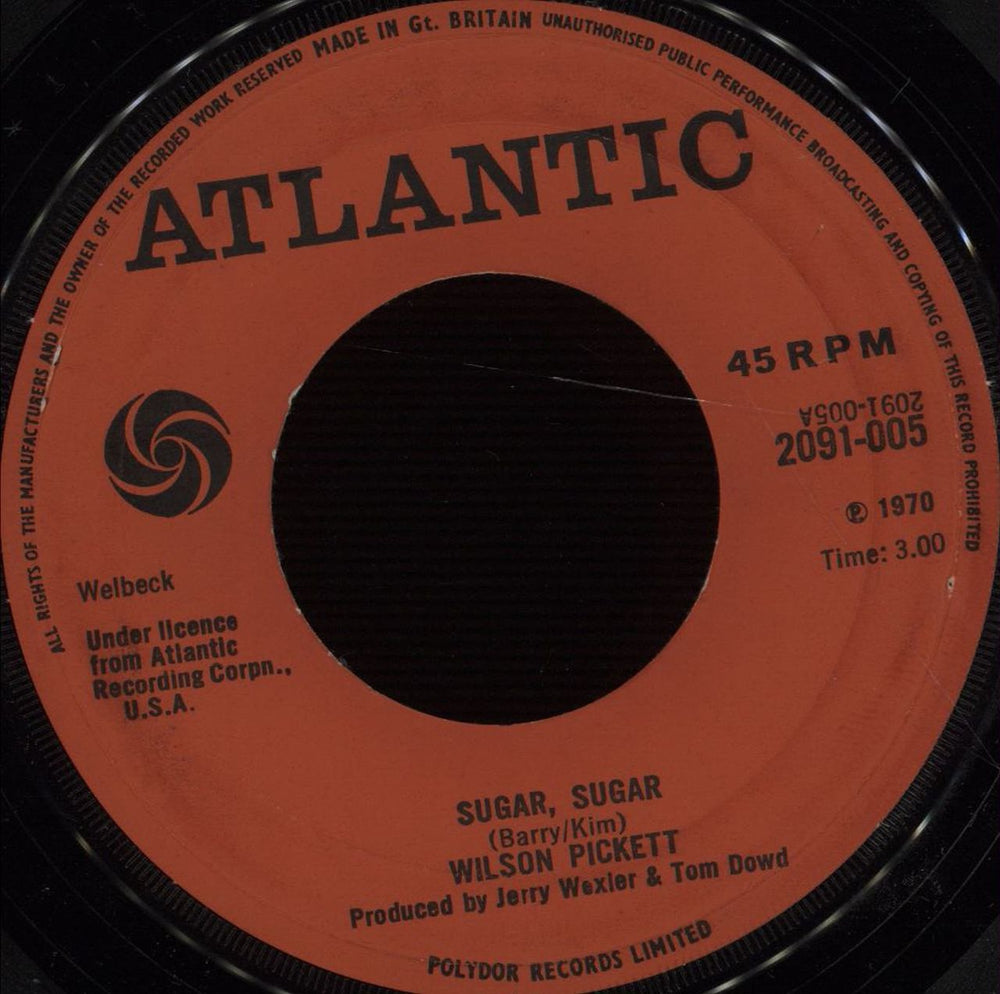 Wilson Pickett Sugar, Sugar UK 7" vinyl single (7 inch record / 45) 2091005