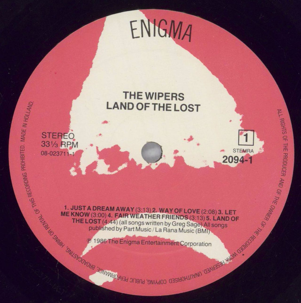 Wipers Land Of The Lost - 1st UK vinyl LP album (LP record) WIPLPLA826462