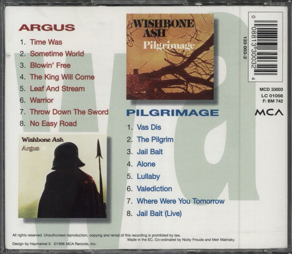 Wishbone Ash Argus/ Pilgrimage UK 2 CD album set (Double CD)