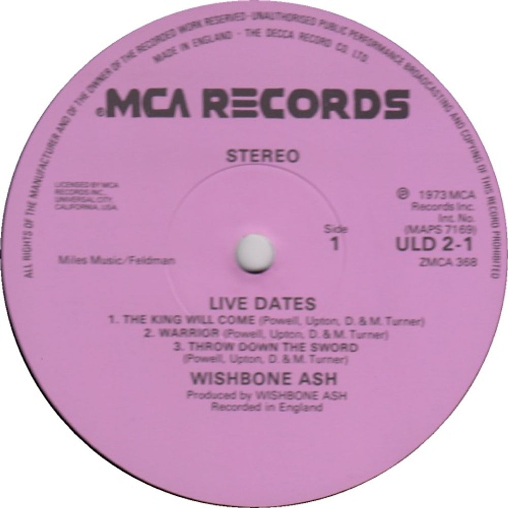 Wishbone Ash Live Dates - EX UK 2-LP vinyl record set (Double LP Album) WSH2LLI569236