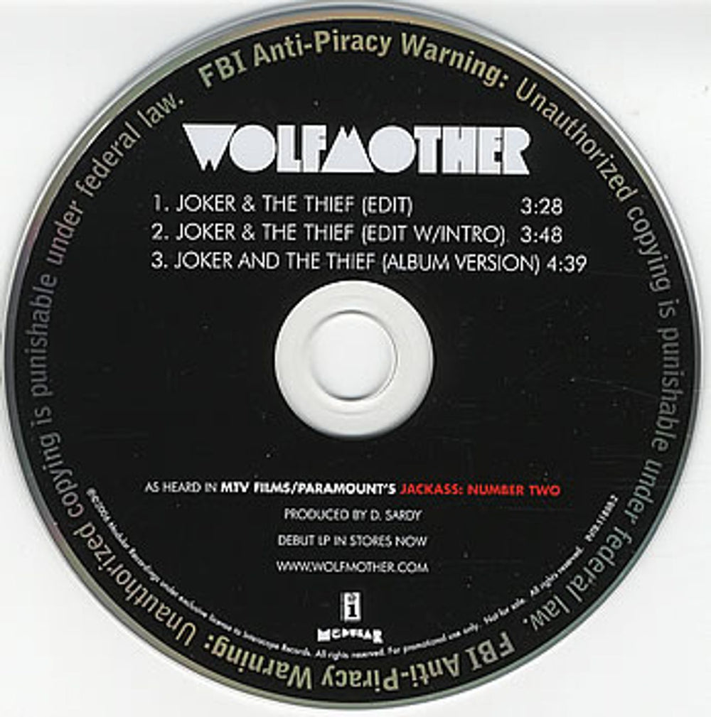 Wolfmother Joker & The Thief US Promo CD single (CD5 / 5") INTR118882