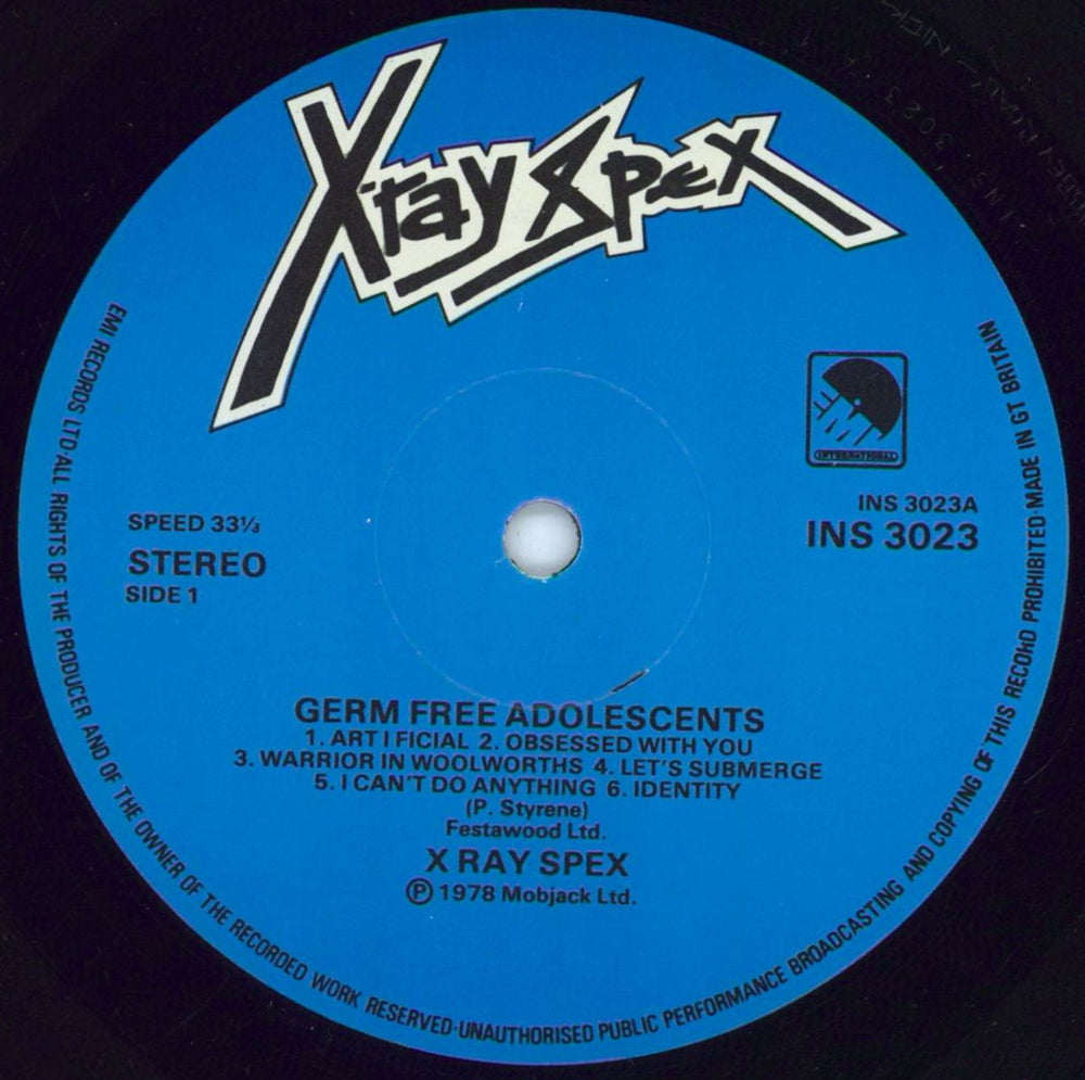 X-Ray Spex Germfree Adolescents - EX UK vinyl LP album (LP record) X-RLPGE79558