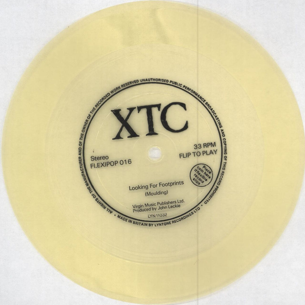 XTC Looking For Footprints - Yellow Flexi UK 7" vinyl single (7 inch record / 45) FLEXIPOP016