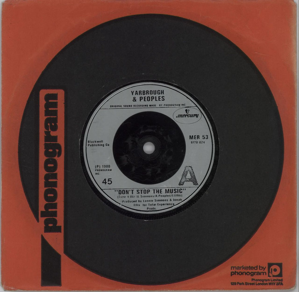 Yarbrough & Peoples Don't Stop The Music - Inj UK 7" vinyl single (7 inch record / 45) MER53